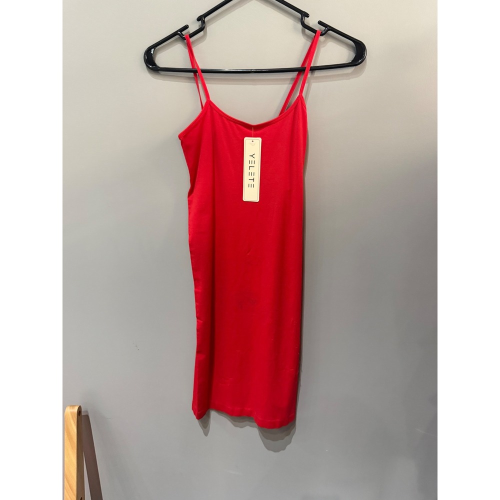 Yelete Red Seamless Cami Mini Dress Spaghetti Strap Stretch Slip One Size NWT
